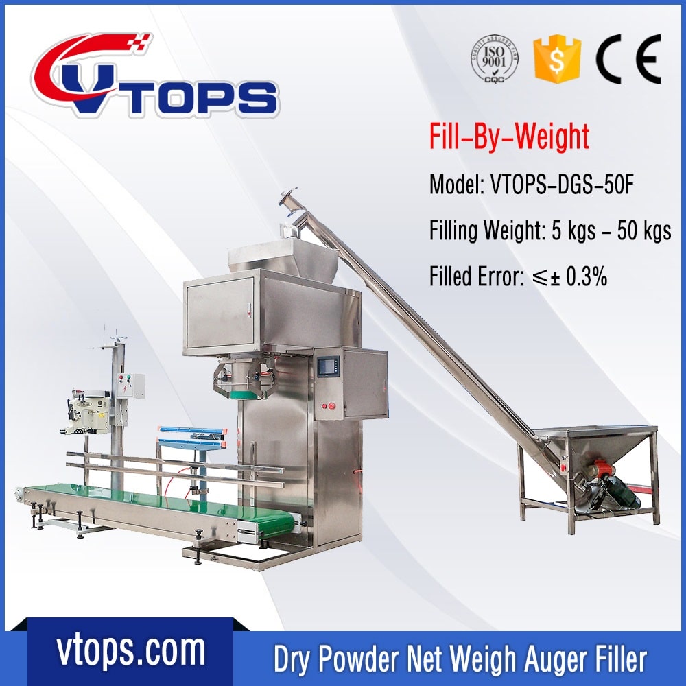 50kg Big Bag Net Weigh Auger Filler Dry Powder Weighing Filling Machine | VTOPS-DGS-50F