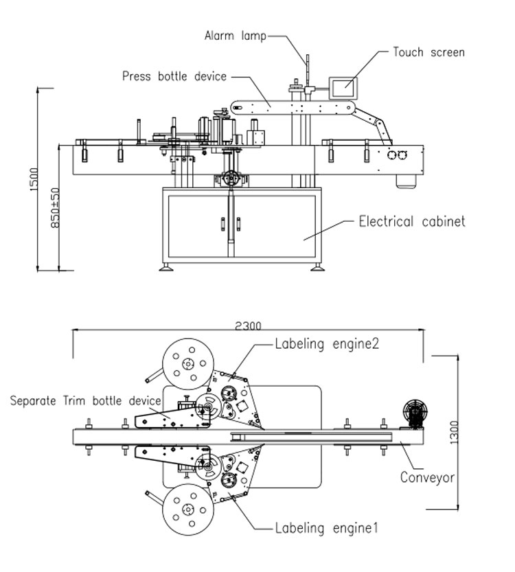 CAD Drawing of Automatic Double Sides Labeling Machine