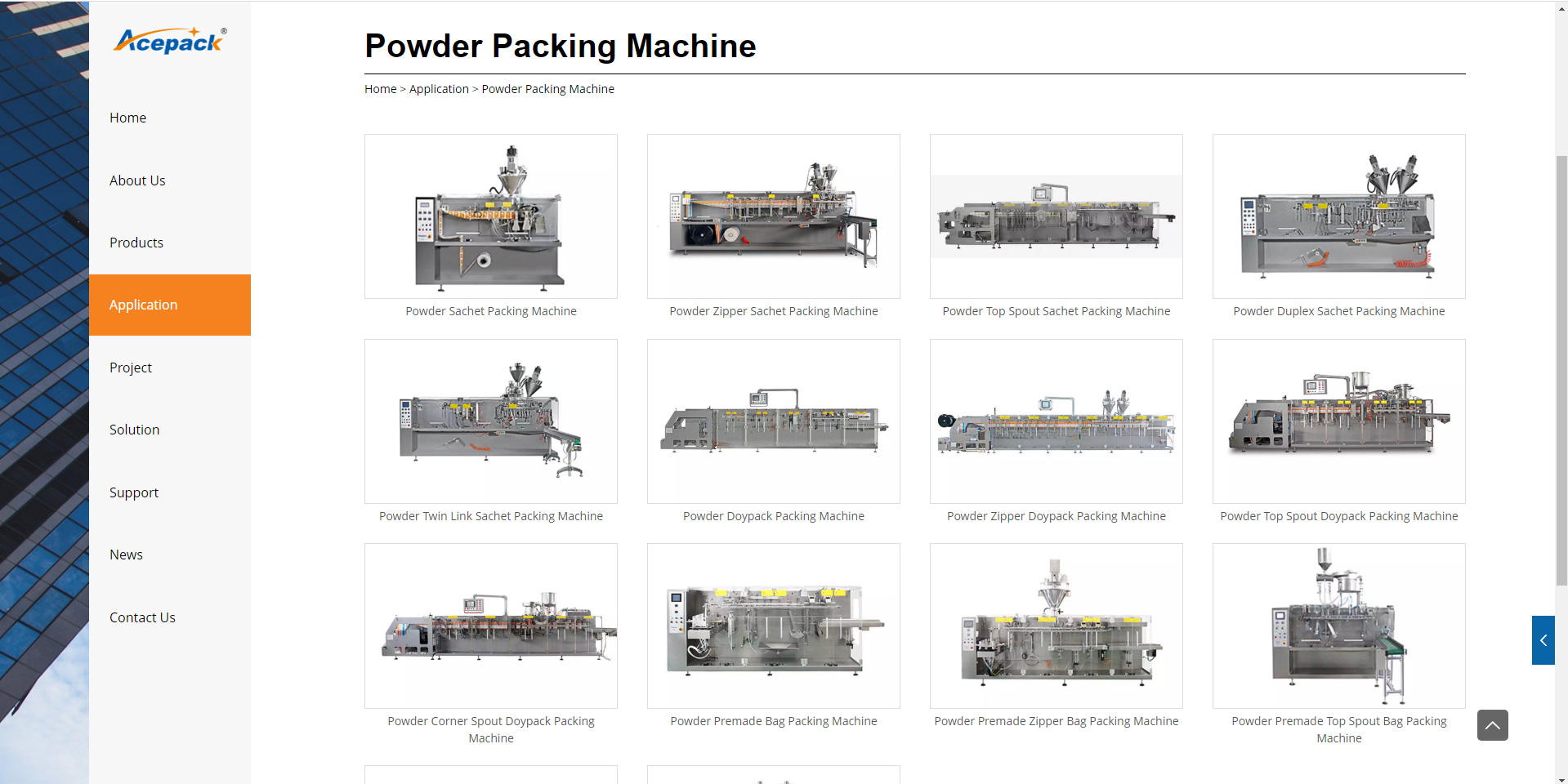 Acepack powder packing machine