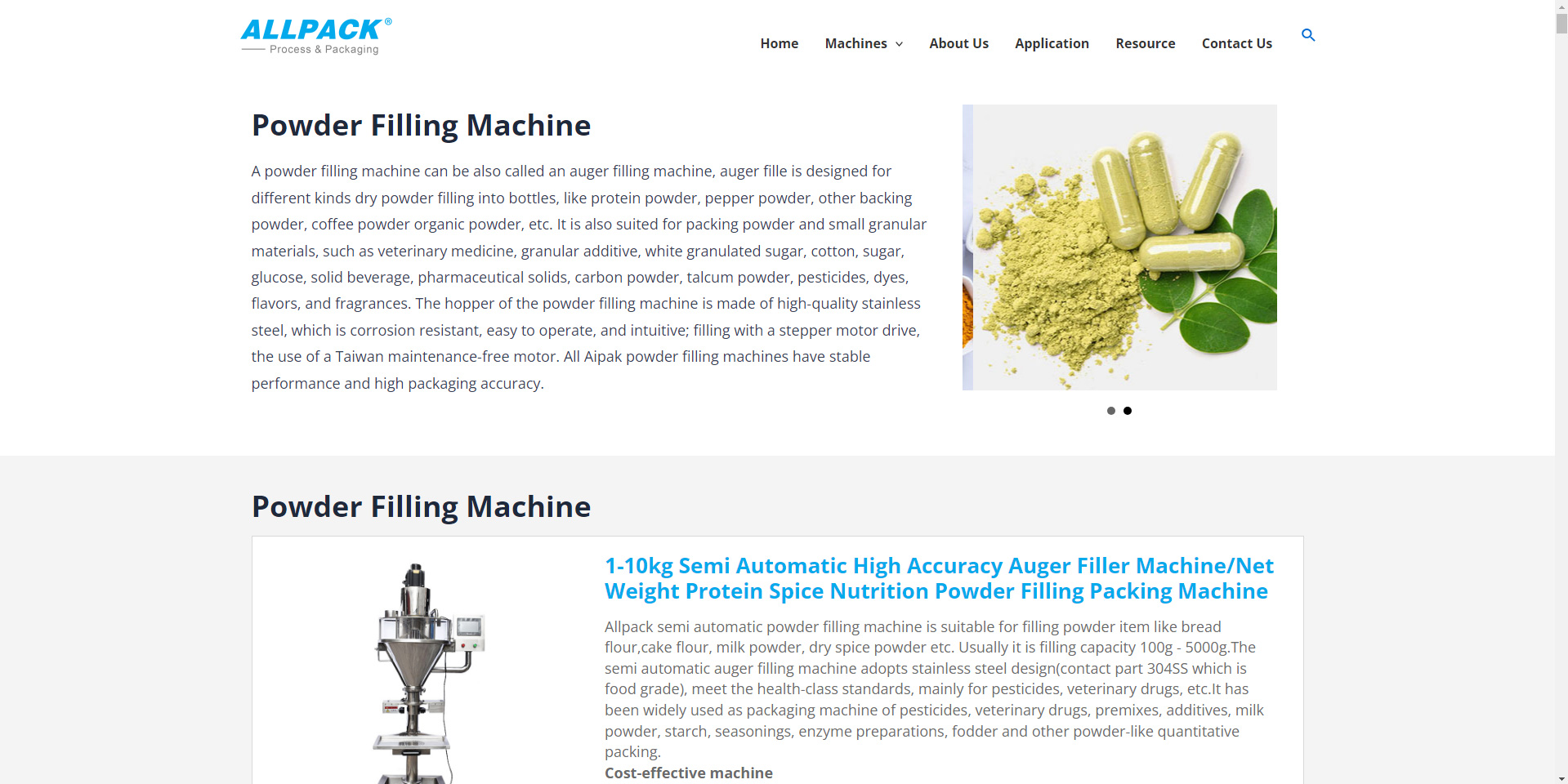 Allpack powder packing machine