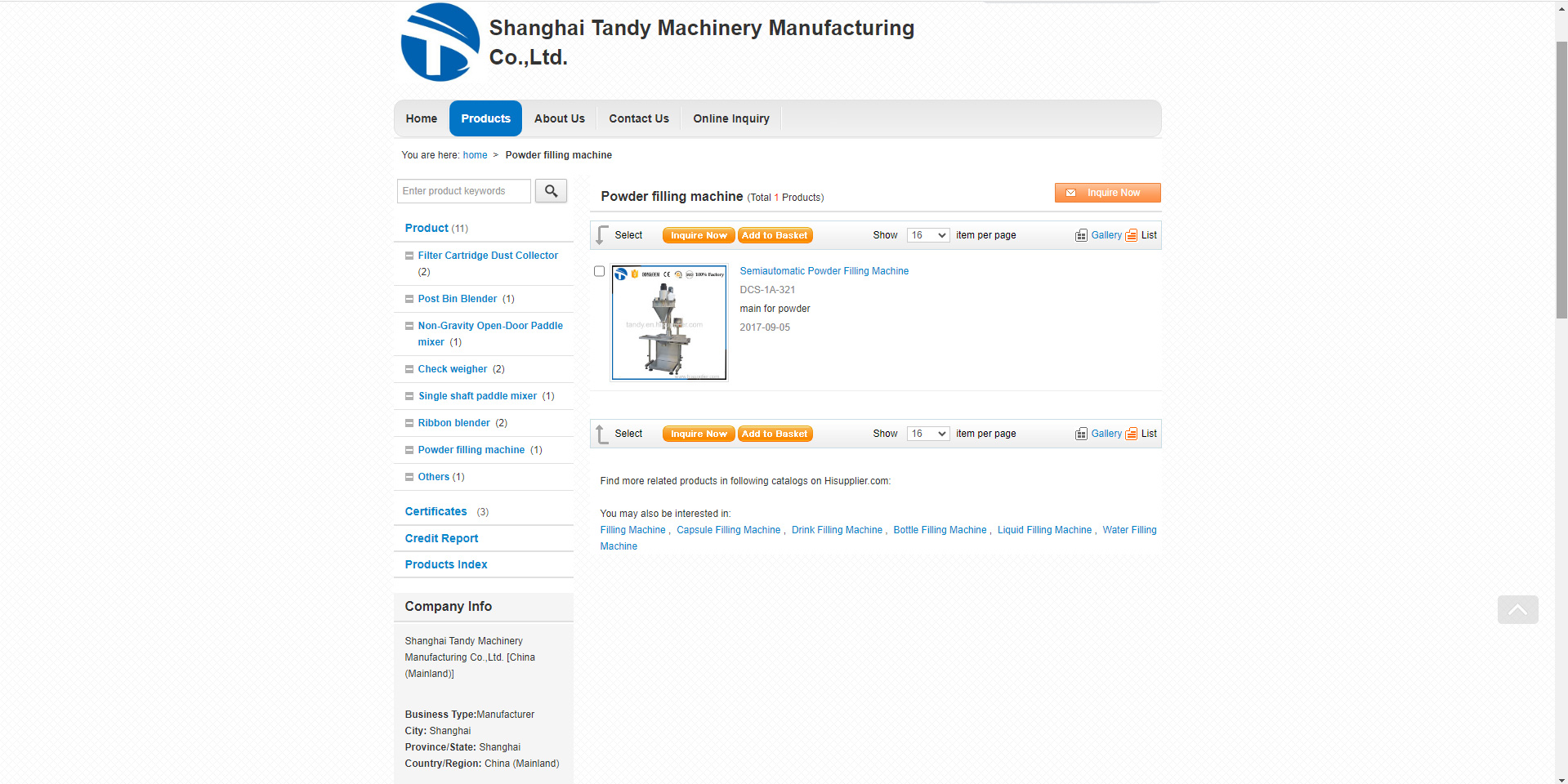 Tandy powder packing machine