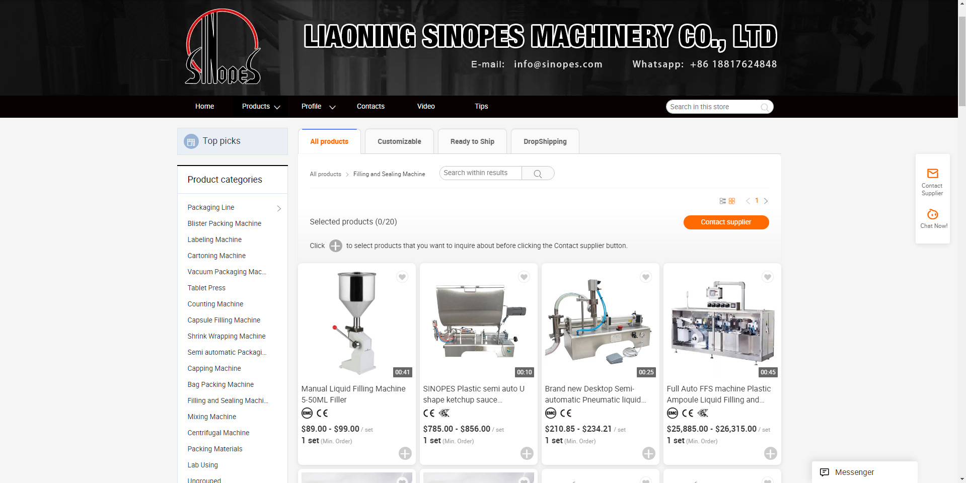 sinopes powder filling machine