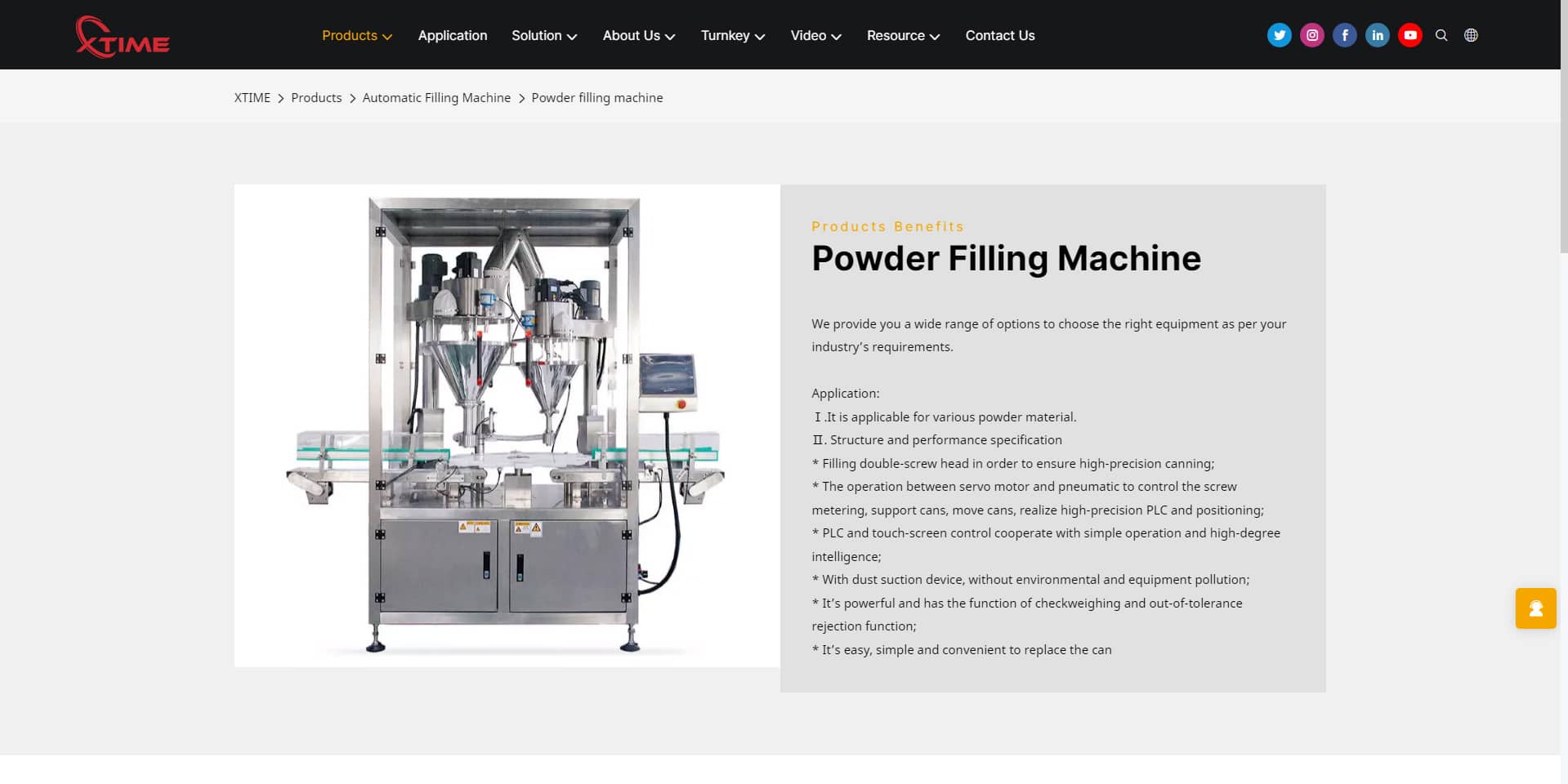 xtime powder packing machine