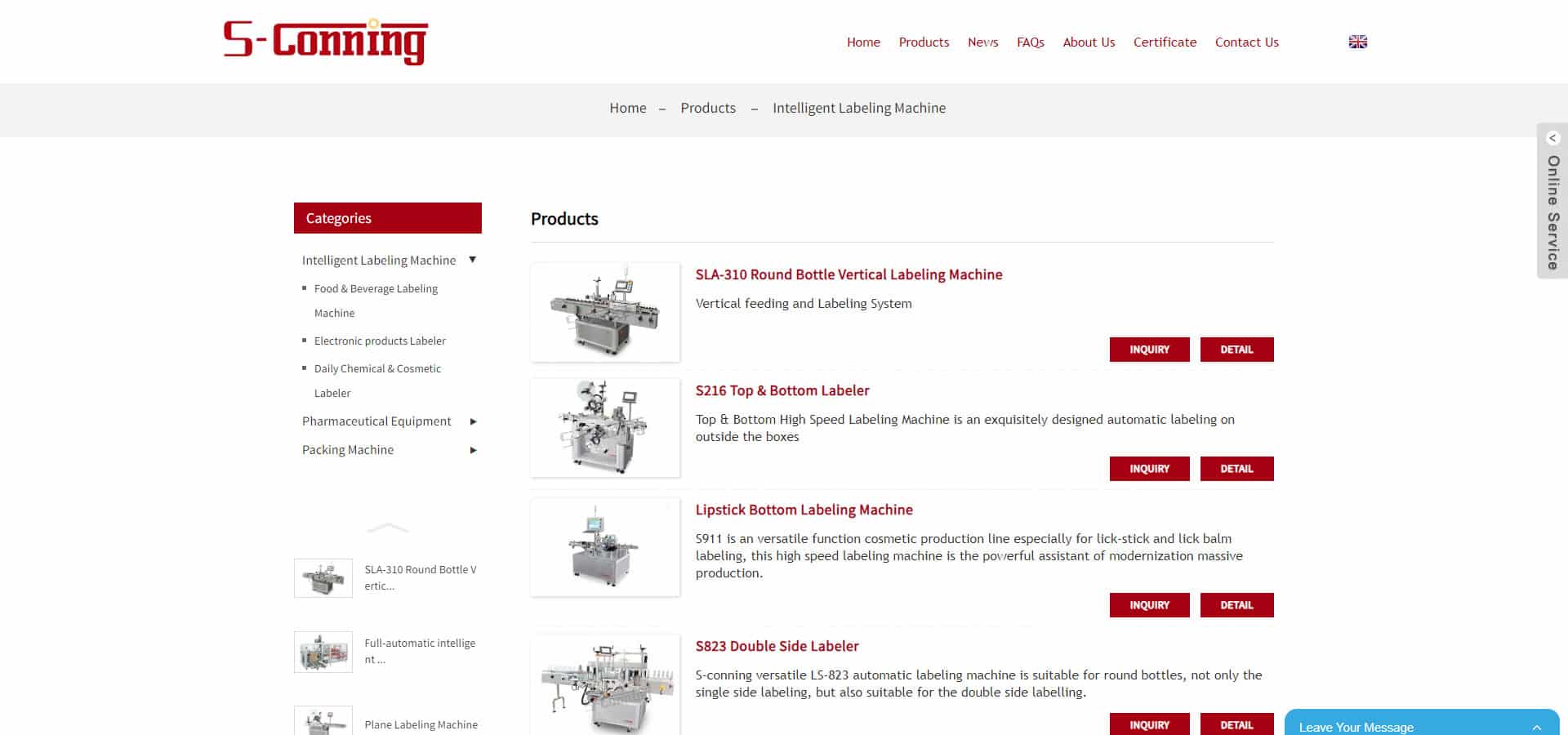 S-conning Labeling Machine