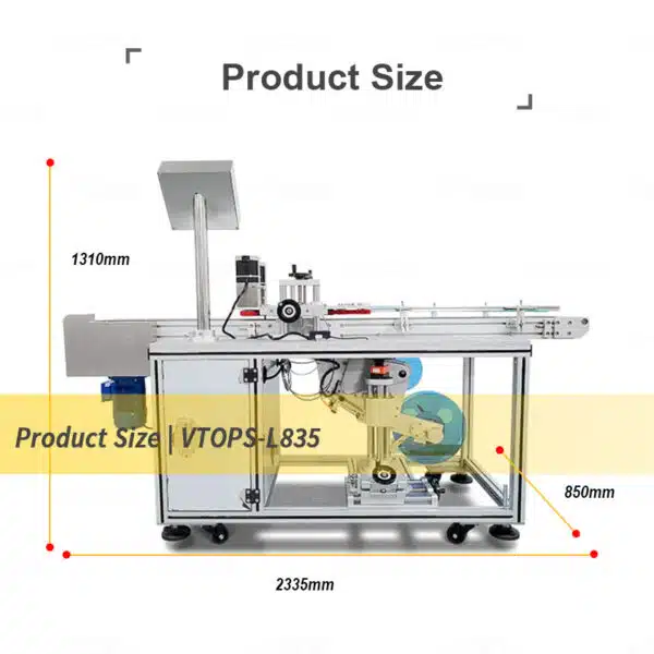 Product Size of Flat Bottom Labeling Machine | VTOPS-L835