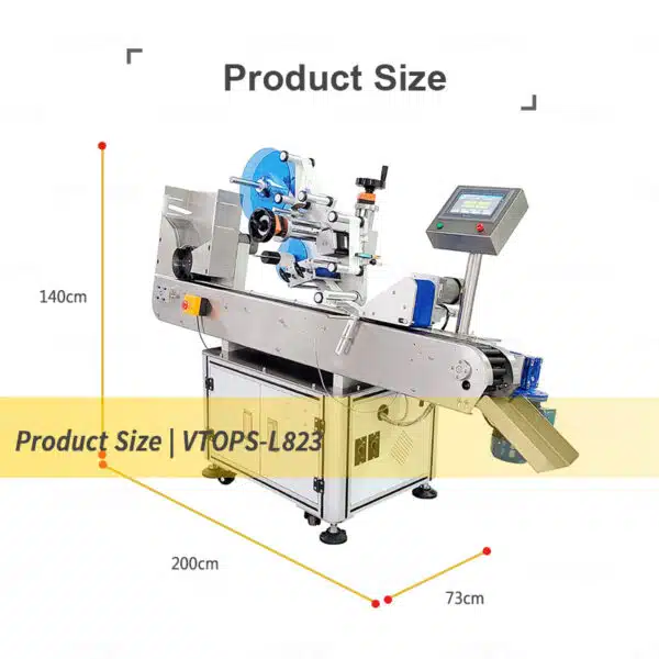 Size of horizontal-round-bottle-labeling-machine-vtops-l823.5